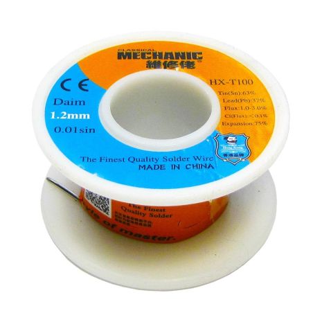 Припой HX-T100 Mechanic 1,2 мм, 55 гр, Sn 63%, Pb 37% Припой HX-T100 Mechanic 1,2 мм, 55 гр, Sn 63%, Pb 37%