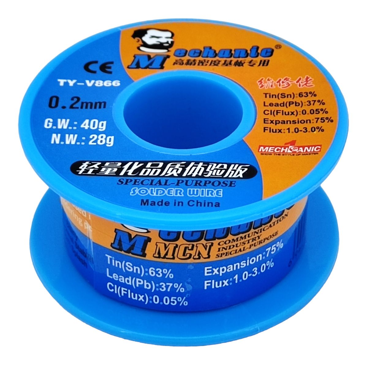Припій Mechanic TY-V866 0.2 мм, 40 гр, 63% Sn, 37% Pb Припій Mechanic TY-V866 0.2 мм, 40 гр, 63% Sn, 37% Pb