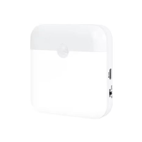 Квадратный LED светильник с тёплым светом и датчиком движения, два режима, белый