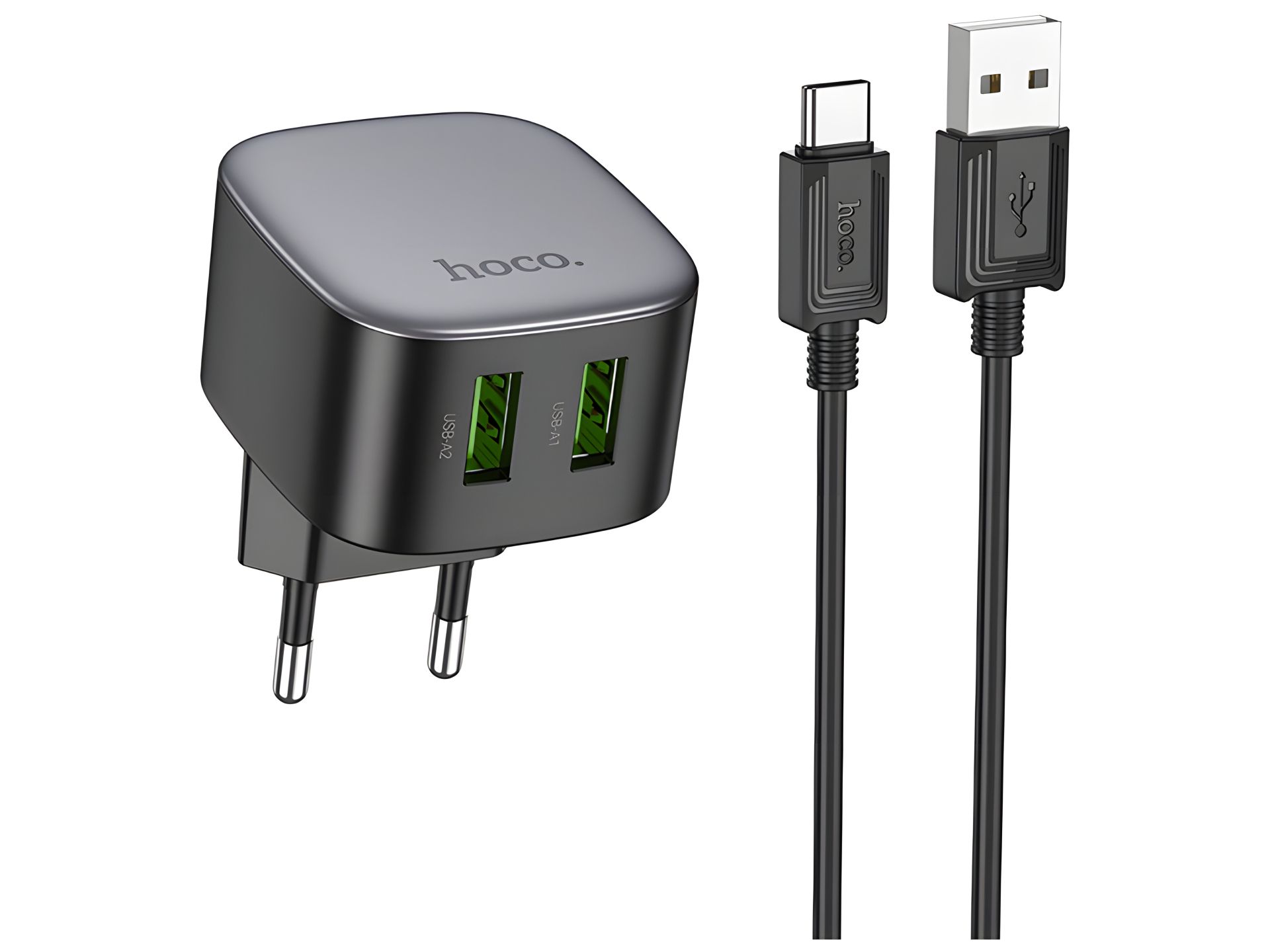 Сетевое зарядное устройство Hoco CS34A QC 18W 2USB+USB на Type-C черное Сетевое зарядное устройство Hoco CS34A QC 18W 2USB+USB на Type-C черное