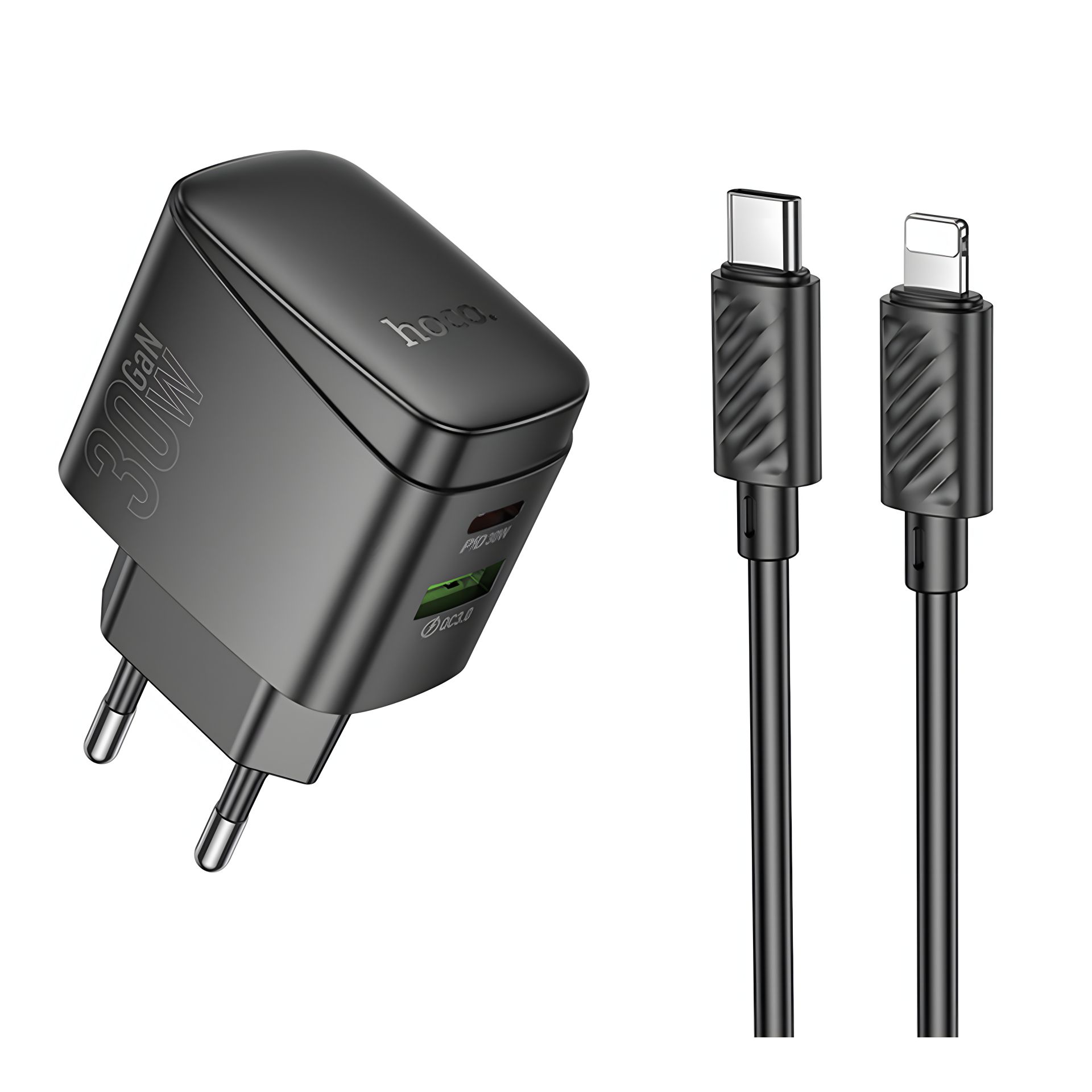 Устройство Зарядное Hoco CS61A Сетевое 1USB/1USB-C PD/QC 30W+Type-C на Lightning Черное Устройство Зарядное Hoco CS61A Сетевое 1USB/1USB-C PD/QC 30W+Type-C на Lightning Черное