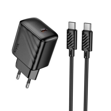 Устройство Зарядное Hoco CS24A Сетевое 1USB-C PD/QC 25W+Type-C на Type-C Черное