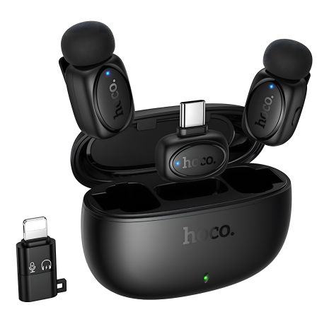 Петличный микрофон беспроводной Hoco L19 Graceful для iP/Type-C, черный