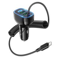 Зарядное автоустройство Hoco NZ11A 2USB/Type-C PD 30W черное + кабель Lightning Зарядное автоустройство Hoco NZ11A 2USB/Type-C PD 30W черное + кабель Lightning