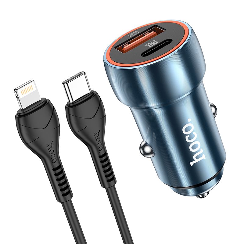Зарядное устройство авто Hoco Z46A PD20W+QC3.0 Type C to Lightning сапфирово-синий Зарядное устройство авто Hoco Z46A PD20W+QC3.0 Type C to Lightning сапфирово-синий