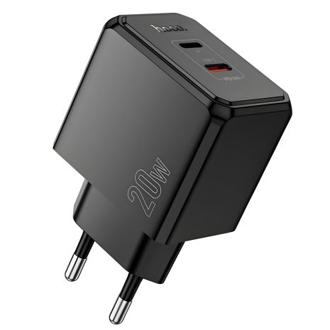 Зарядное устройство сетевое Hoco CS16A 1USB-C/1IP PD/QC 20W черное Зарядное устройство сетевое Hoco CS16A 1USB-C/1IP PD/QC 20W черное