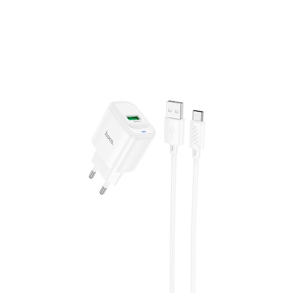 Зарядное устройство сетевое Hoco C140A 1USB QC 18W плюс кабель USB to Type-C белое Зарядное устройство сетевое Hoco C140A 1USB QC 18W плюс кабель USB to Type-C белое