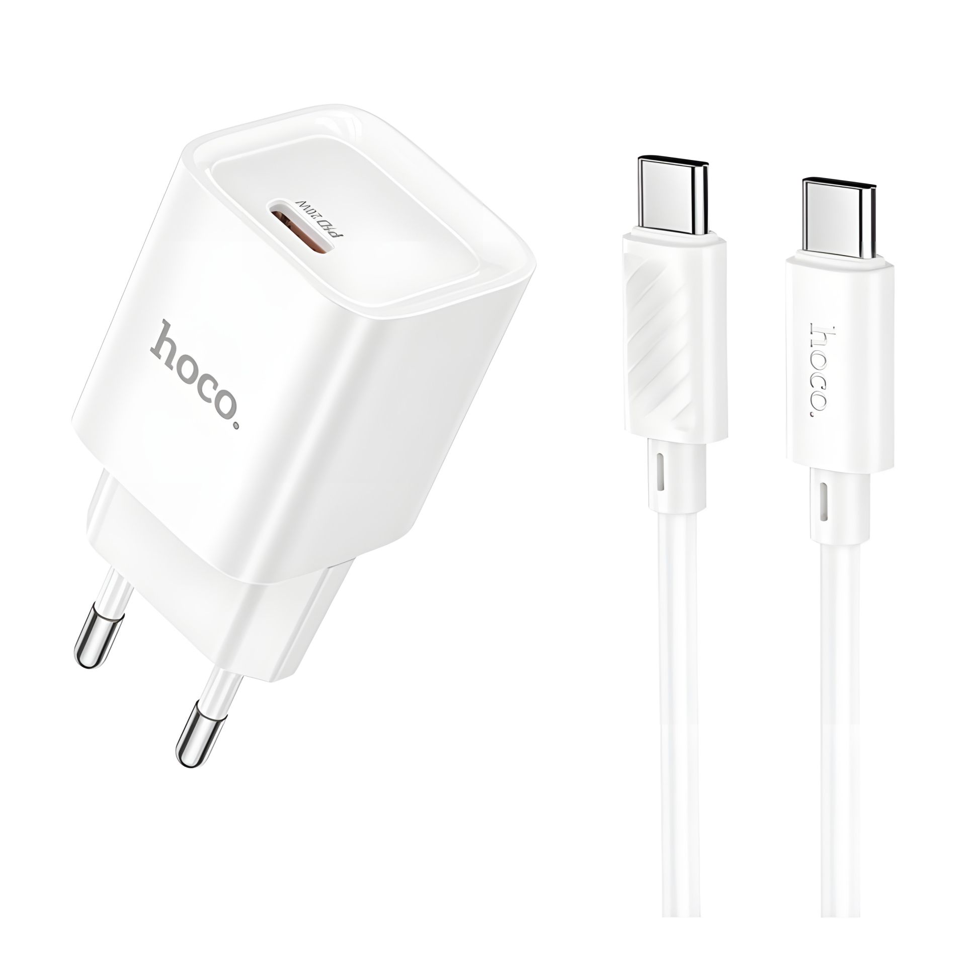 Сетевое Зарядное Устройство Hoco 1USB-C C146A PD/QC 20W+Type-C to Type-C Белый Сетевое Зарядное Устройство Hoco 1USB-C C146A PD/QC 20W+Type-C to Type-C Белый