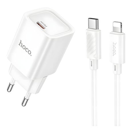 Устройство Зарядное Сетевое Hoco 1USB-C C148A PD/QC 30W+Lightning to Type-C Белый