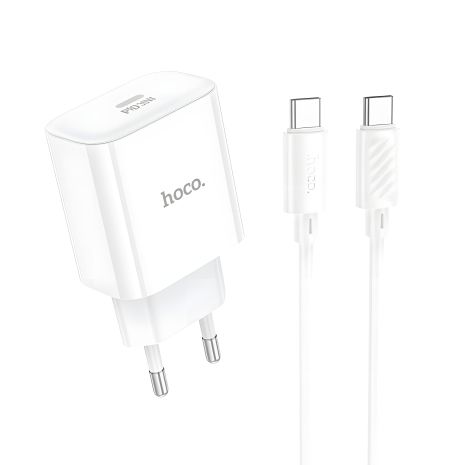 Hoco C76A Pro 1USB-C PD/QC 30W+Type-C to Type-C белое Сетевое Зарядное Устройство