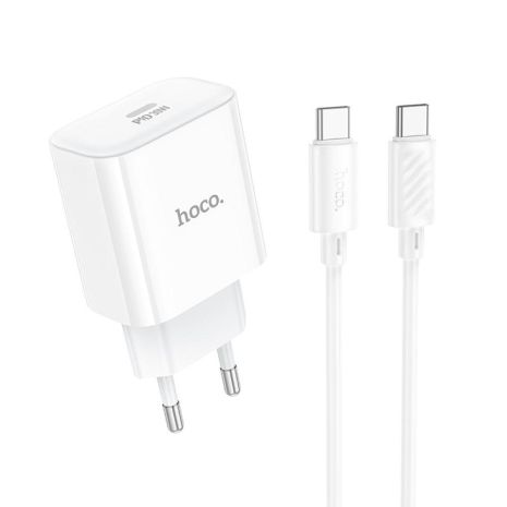 Hoco C76A Pro 1USB-C PD/QC 30W+Type-C to Type-C белое Сетевое Зарядное Устройство