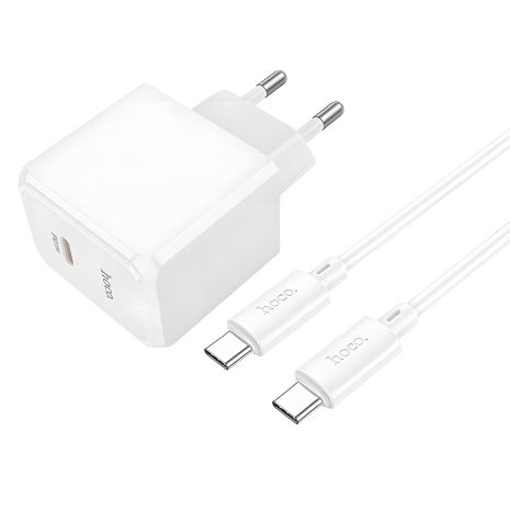 CS13A 1USB-C PD/QC 20W+Type-C to Type-C белое Зарядное Устройство Hoco CS13A 1USB-C PD/QC 20W+Type-C to Type-C белое Зарядное Устройство Hoco
