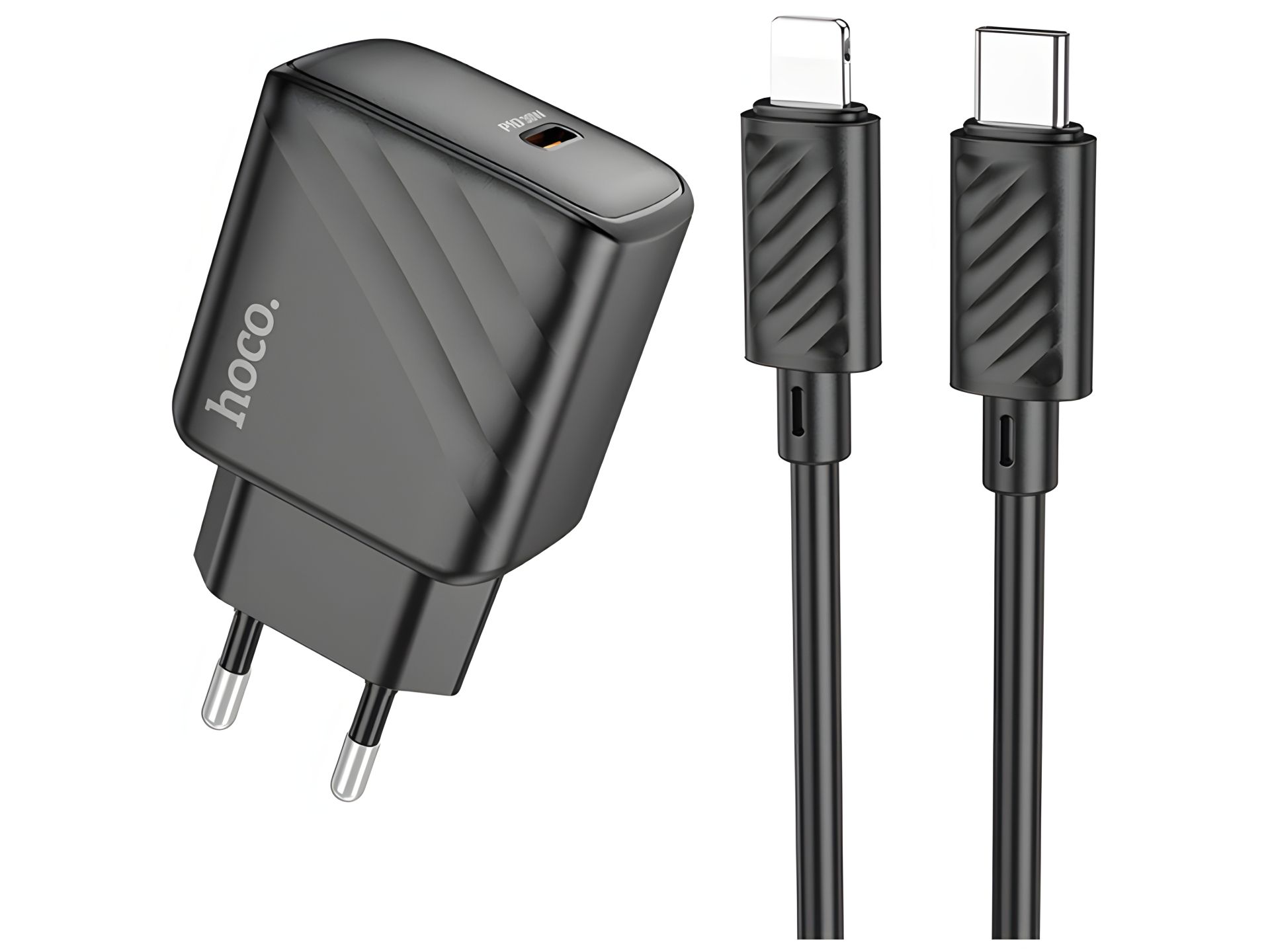 CS22A 1USB-C PD/QC 30W+Type-C to Lightning Черный Зарядное Устройство Hoco CS22A 1USB-C PD/QC 30W+Type-C to Lightning Черный Зарядное Устройство Hoco