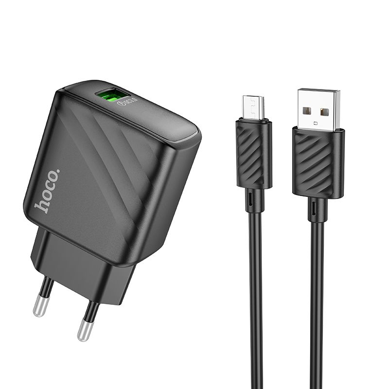 Сетевое Зарядное Устройство Hoco CS21A 1USB QC 18W+USB to Micro Черный Сетевое Зарядное Устройство Hoco CS21A 1USB QC 18W+USB to Micro Черный