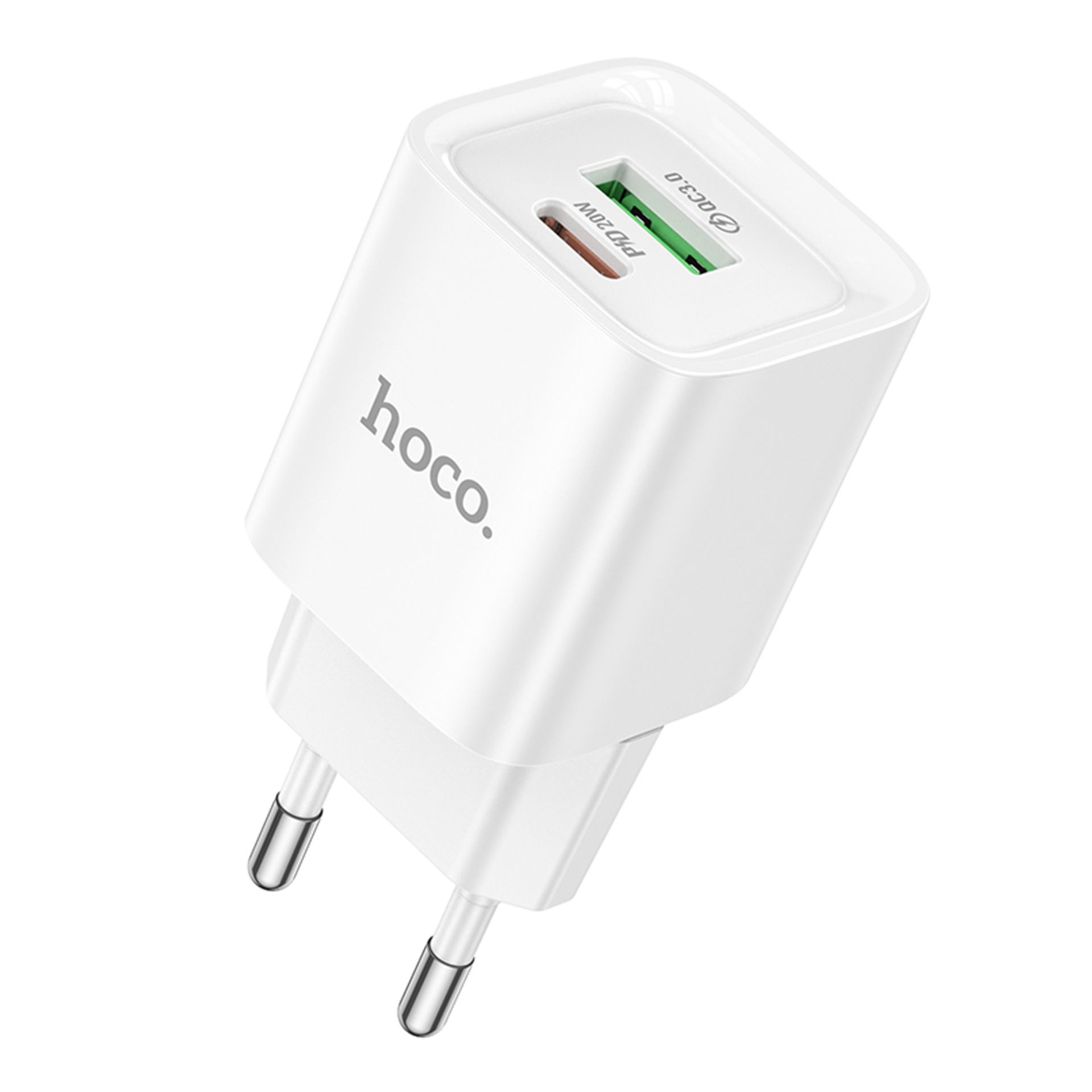 Сетевое зарядное устройство Hoco C147A 1USB-C/1USB PD/QC 20W, белое Сетевое зарядное устройство Hoco C147A 1USB-C/1USB PD/QC 20W, белое
