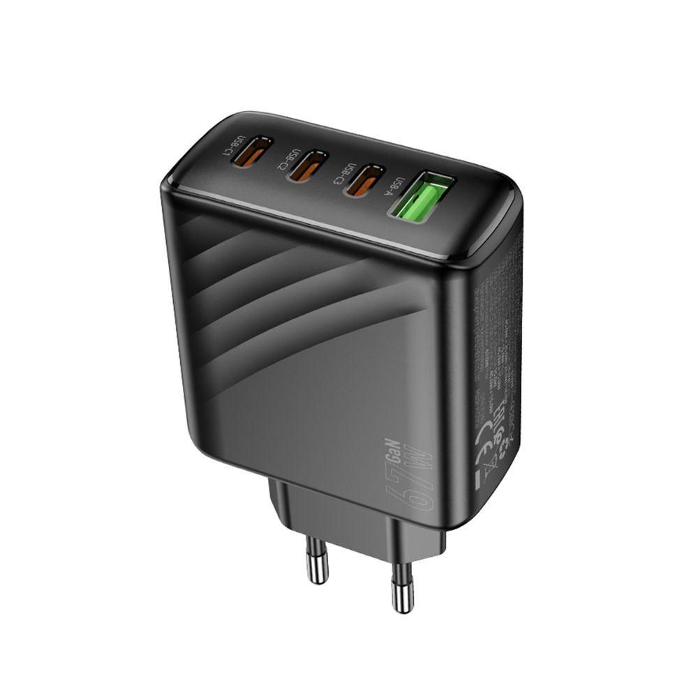 Зарядний пристрій Hoco CS27A, мережевий 3Type-C, 1USB, PD, QC, 67W, чорний Зарядний пристрій Hoco CS27A, мережевий 3Type-C, 1USB, PD, QC, 67W, чорний