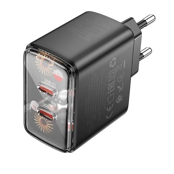 Зарядное устройство Hoco CS43A 2 Type-C PD 45W черное Зарядное устройство Hoco CS43A 2 Type-C PD 45W черное