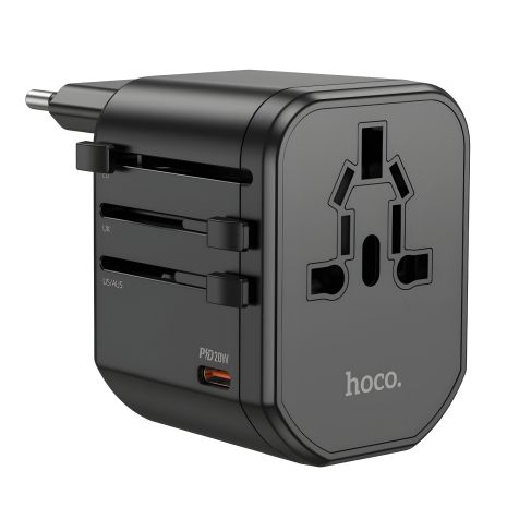 Зарядное устройство сетевое Hoco AC15 2 USB/ Type-C 20W черное