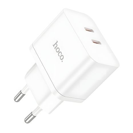 Зарядний пристрій мережевий Hoco N29, 2 Type-C, PD 35W, білий Зарядний пристрій мережевий Hoco N29, 2 Type-C, PD 35W, білий
