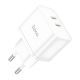 Зарядний пристрій мережевий Hoco N29, 2 Type-C, PD 35W, білий Зарядний пристрій мережевий Hoco N29, 2 Type-C, PD 35W, білий