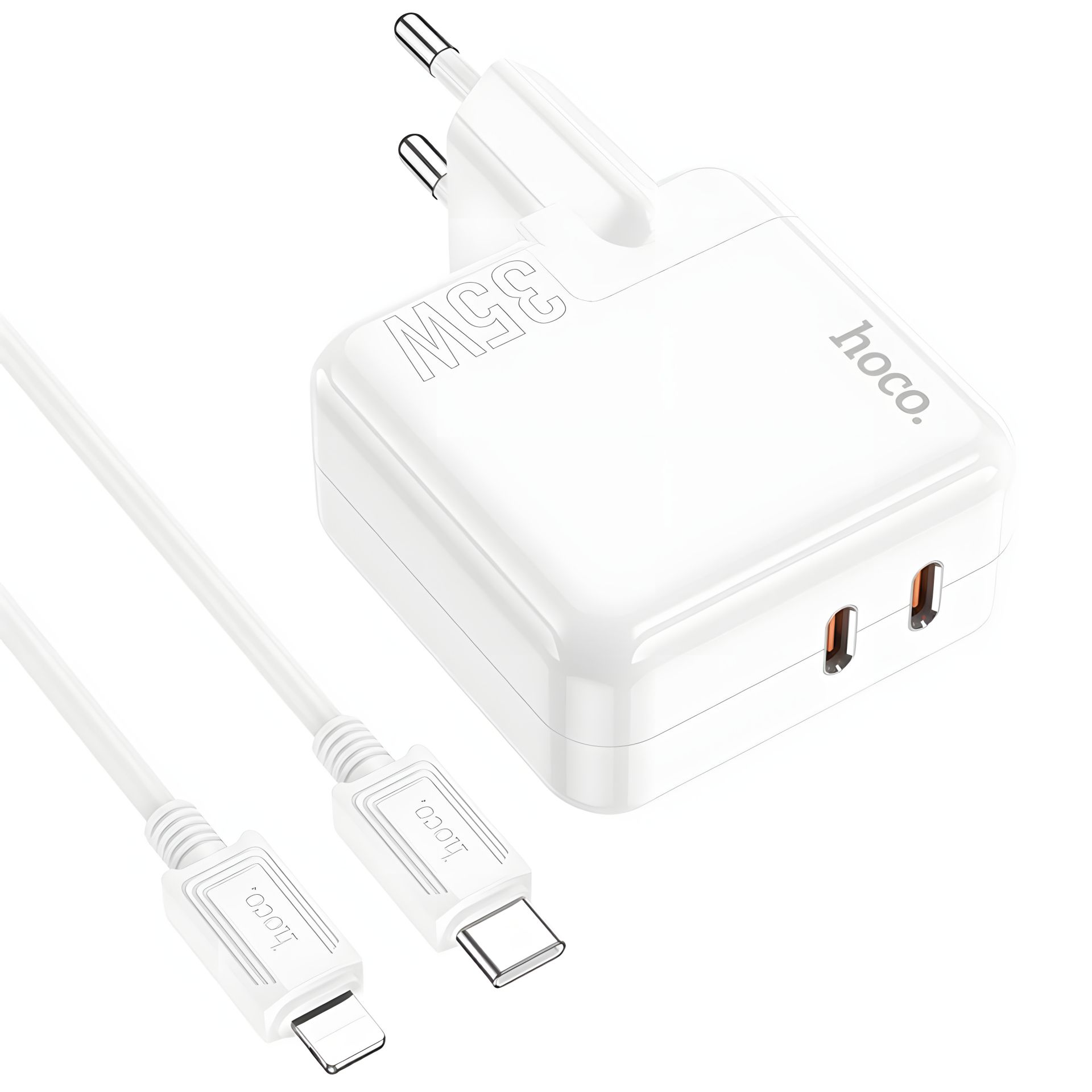 Универсальное зарядное устройство Hoco C110A Lucky PD/QC 35W Type-C to Lightning в белом цвете Универсальное зарядное устройство Hoco C110A Lucky PD/QC 35W Type-C to Lightning в белом цвете
