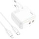 Универсальное зарядное устройство Hoco C110A Lucky PD/QC 35W Type-C to Lightning в белом цвете Универсальное зарядное устройство Hoco C110A Lucky PD/QC 35W Type-C to Lightning в белом цвете