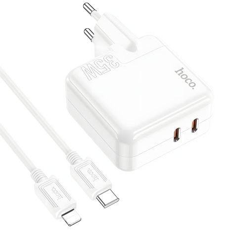 Универсальное зарядное устройство Hoco C110A Lucky PD/QC 35W Type-C to Lightning в белом цвете Универсальное зарядное устройство Hoco C110A Lucky PD/QC 35W Type-C to Lightning в белом цвете