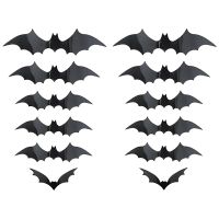 Украшение для Halloween: Набор из 12 черных 3D летучих мышей