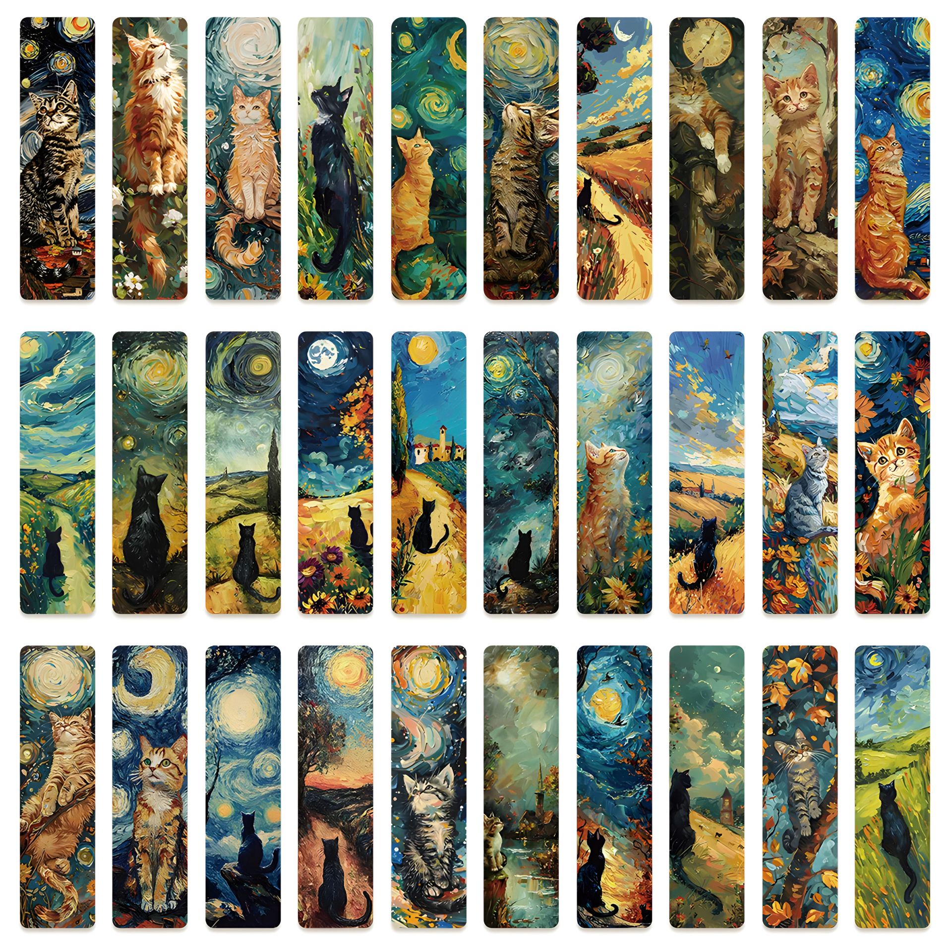 Стилизованные книжные закладки "Коты" 15x4cm картон, 30шт (Oil Style) Стилизованные книжные закладки "Коты" 15x4cm картон, 30шт (Oil Style)