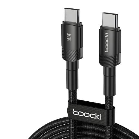 Кабель Toocki 60W Type-C - Type-C 3m, черный