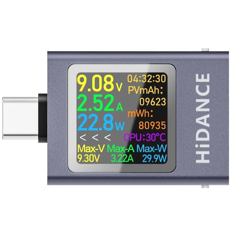Тестер Hidance 13 in 1 USB Type-C Digital Display DC50V12A600W grey Тестер Hidance 13 in 1 USB Type-C Digital Display DC50V12A600W grey