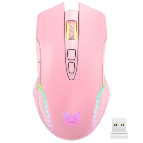 Безпровідна миша ONIKUMA Gaming CW905 RGB, 2.4G, 600-6400DPI, 700mAh, 48h, рожевий Безпровідна миша ONIKUMA Gaming CW905 RGB, 2.4G, 600-6400DPI, 700mAh, 48h, рожевий