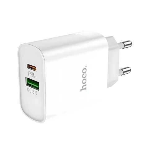 Сетевое зарядное устройство Hoco C80A USB/Type-C QC PD белое Сетевое зарядное устройство Hoco C80A USB/Type-C QC PD белое