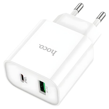 Зарядний пристрій Hoco C80A Plus, USB, Type-C, QC, PD, 20W, білий Зарядний пристрій Hoco C80A Plus, USB, Type-C, QC, PD, 20W, білий