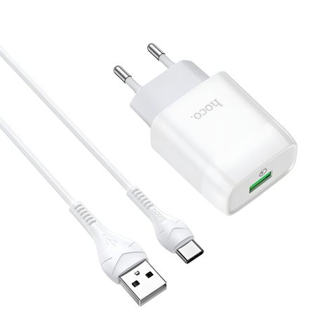 Белое зарядное устройство Hoco C72Q Glorious QC3.0 Type-C Белое зарядное устройство Hoco C72Q Glorious QC3.0 Type-C