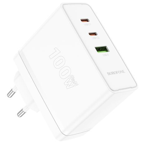 Зарядное устройство на 100W Borofone BN11 USB/ 2 Type-C PD белое Зарядное устройство на 100W Borofone BN11 USB/ 2 Type-C PD белое