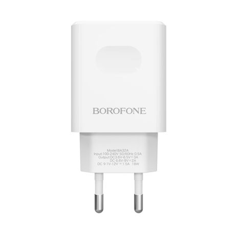 Сетевое зарядное устройство Borofone BA32A 1USB/3A QC белое + кабель USB to Type-C