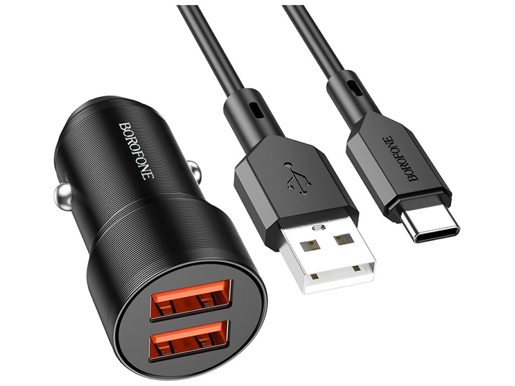 Авто Зарядное Устройство Borofone BZ19 Wisdom Type C 2.4A Чёрный Авто Зарядное Устройство Borofone BZ19 Wisdom Type C 2.4A Чёрный
