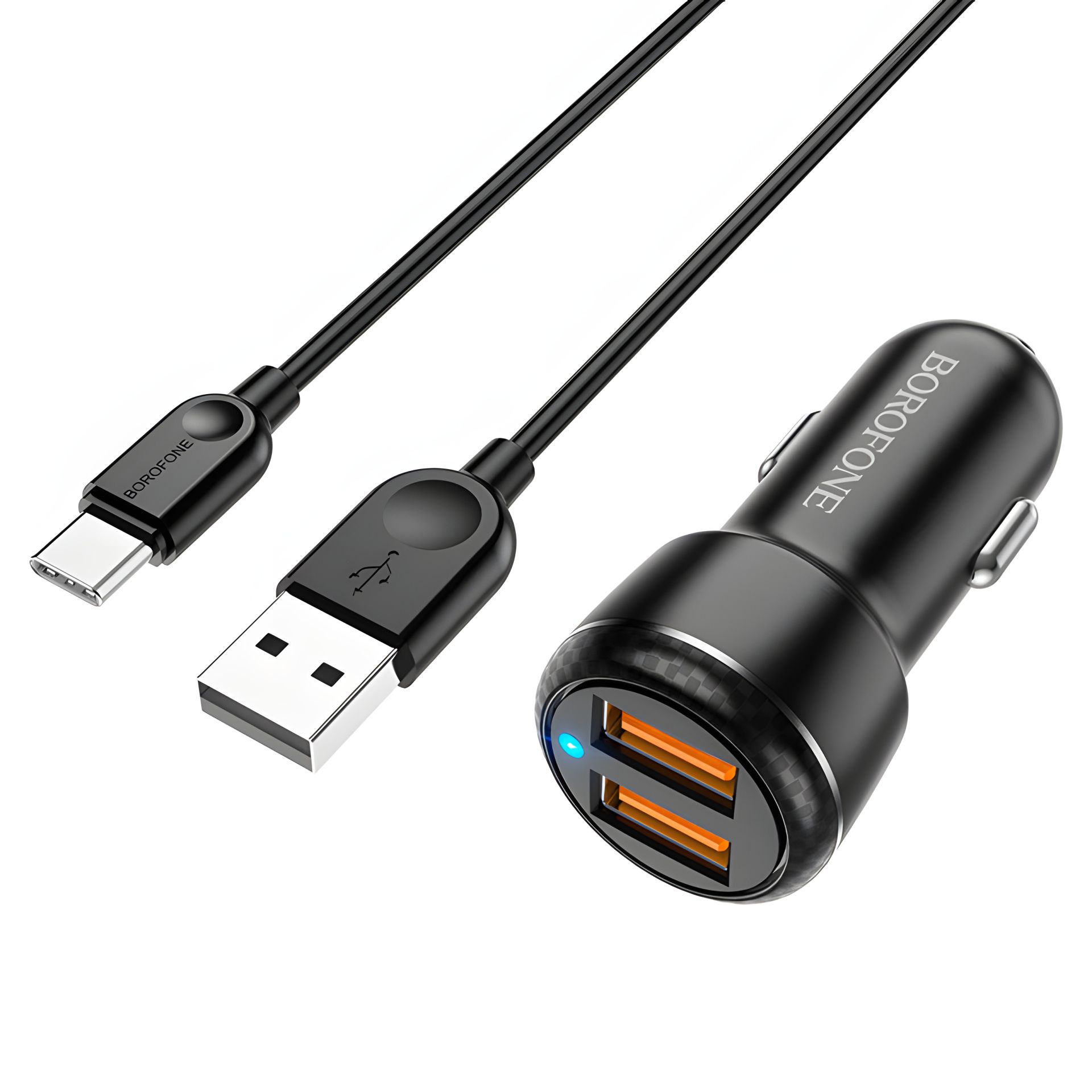 Устройство зарядки для авто Borofone BZ17 QC3.0 18W +Type C Чёрный Устройство зарядки для авто Borofone BZ17 QC3.0 18W +Type C Чёрный