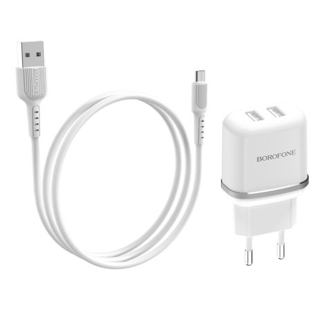 Устройство зарядки Borofone BA25A Micro 2 USB 2.4A White Устройство зарядки Borofone BA25A Micro 2 USB 2.4A White