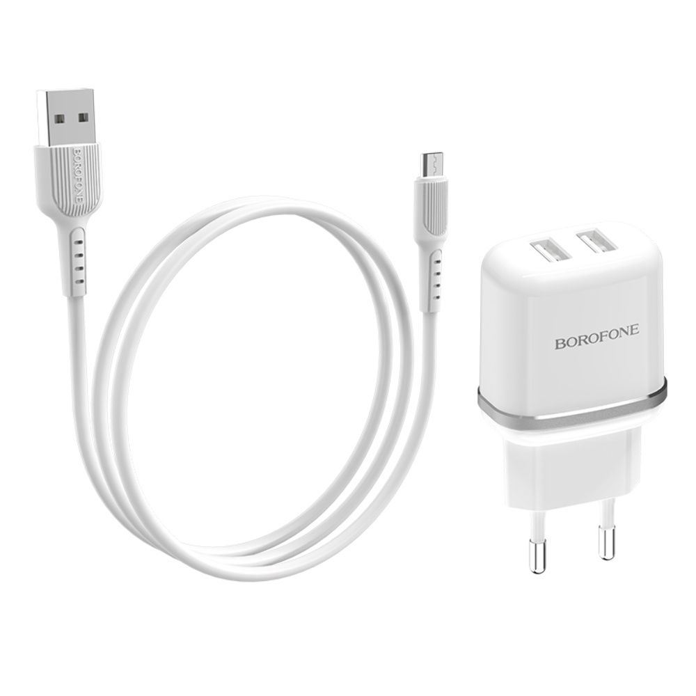 Устройство зарядки Borofone BA25A Micro 2 USB 2.4A White Устройство зарядки Borofone BA25A Micro 2 USB 2.4A White