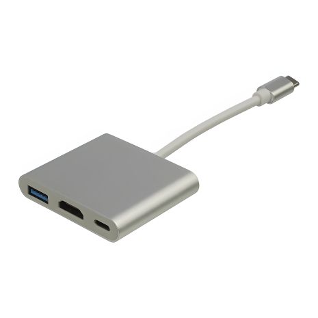 Мультиадаптер хаб Type-C - HDMI + USB3.0 + Type-C белый Мультиадаптер хаб Type-C - HDMI + USB3.0 + Type-C белый