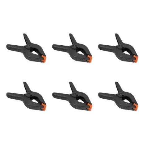 Пластиковые пружинные струбцины, комплект 6 шт |7х5 см, раскрытие до 3 см | Black-Orange Пластиковые пружинные струбцины, комплект 6 шт |7х5 см, раскрытие до 3 см | Black-Orange