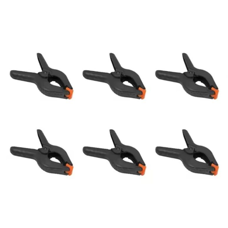 Пластиковые пружинные струбцины, комплект 6 шт |7х5 см, раскрытие до 3 см | Black-Orange Пластиковые пружинные струбцины, комплект 6 шт |7х5 см, раскрытие до 3 см | Black-Orange