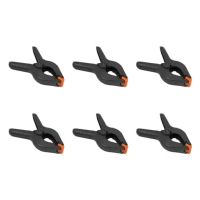 Пластиковые пружинные струбцины, комплект 6 шт |7х5 см, раскрытие до 3 см | Black-Orange