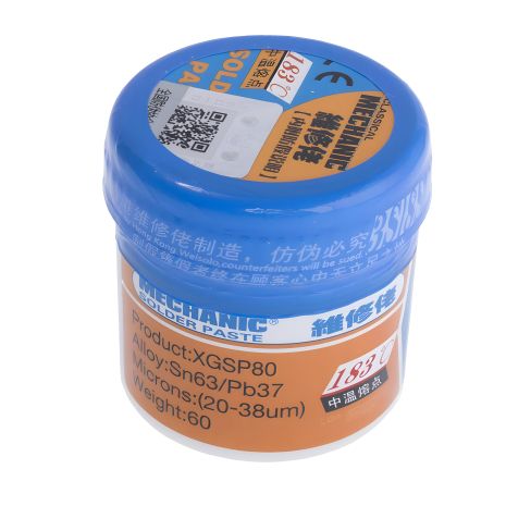 Паяльная паста BGA Mechanic XGSP80 (Sn 63%, Pb 37%) - 183°C, 60 г Паяльная паста BGA Mechanic XGSP80 (Sn 63%, Pb 37%) - 183°C, 60 г