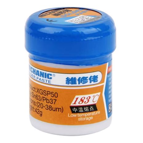 Паяльная паста для BGA Mechanic XGSP50 / Sn 63%, Pb 37% / 183°C / 42 г Паяльная паста для BGA Mechanic XGSP50 / Sn 63%, Pb 37% / 183°C / 42 г