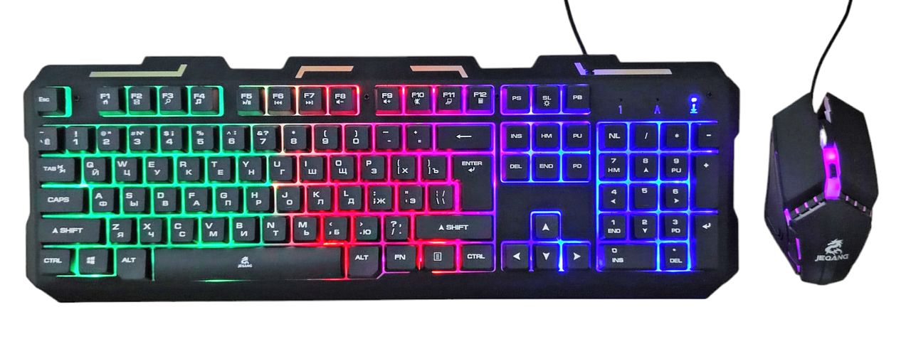 Клавіатура та миша JEQANG JK-968, ігрові, дротові, USB, чорний Клавіатура та миша JEQANG JK-968, ігрові, дротові, USB, чорний