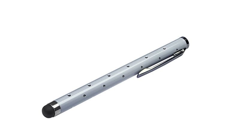 Белый ёмкостный стилус с кристаллами, алюминиевый Белый ёмкостный стилус с кристаллами, алюминиевый