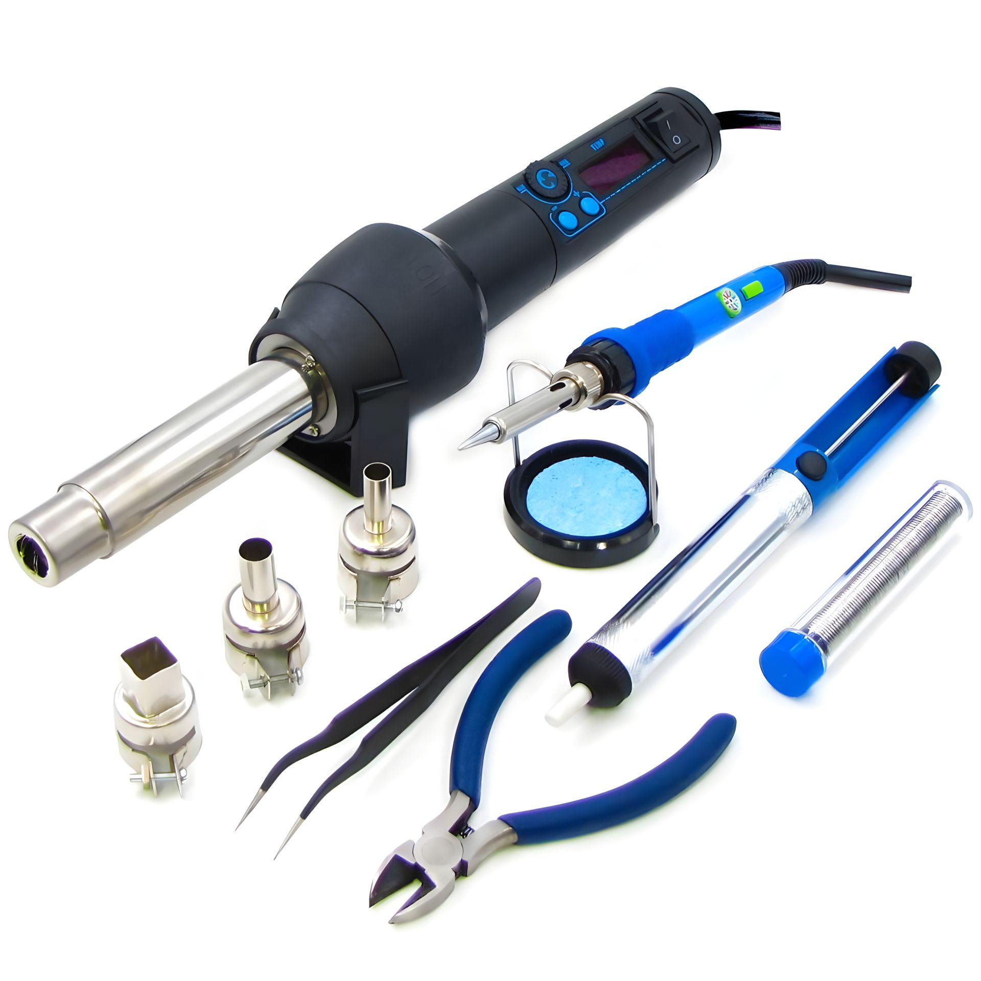 Паяльный набор в кейсе — WEP 8858-I & 947-III (паяльник 947-III, термофен 8858-I, инструменты и расходники) Паяльный набор в кейсе — WEP 8858-I & 947-III (паяльник 947-III, термофен 8858-I, инструменты и расходники)